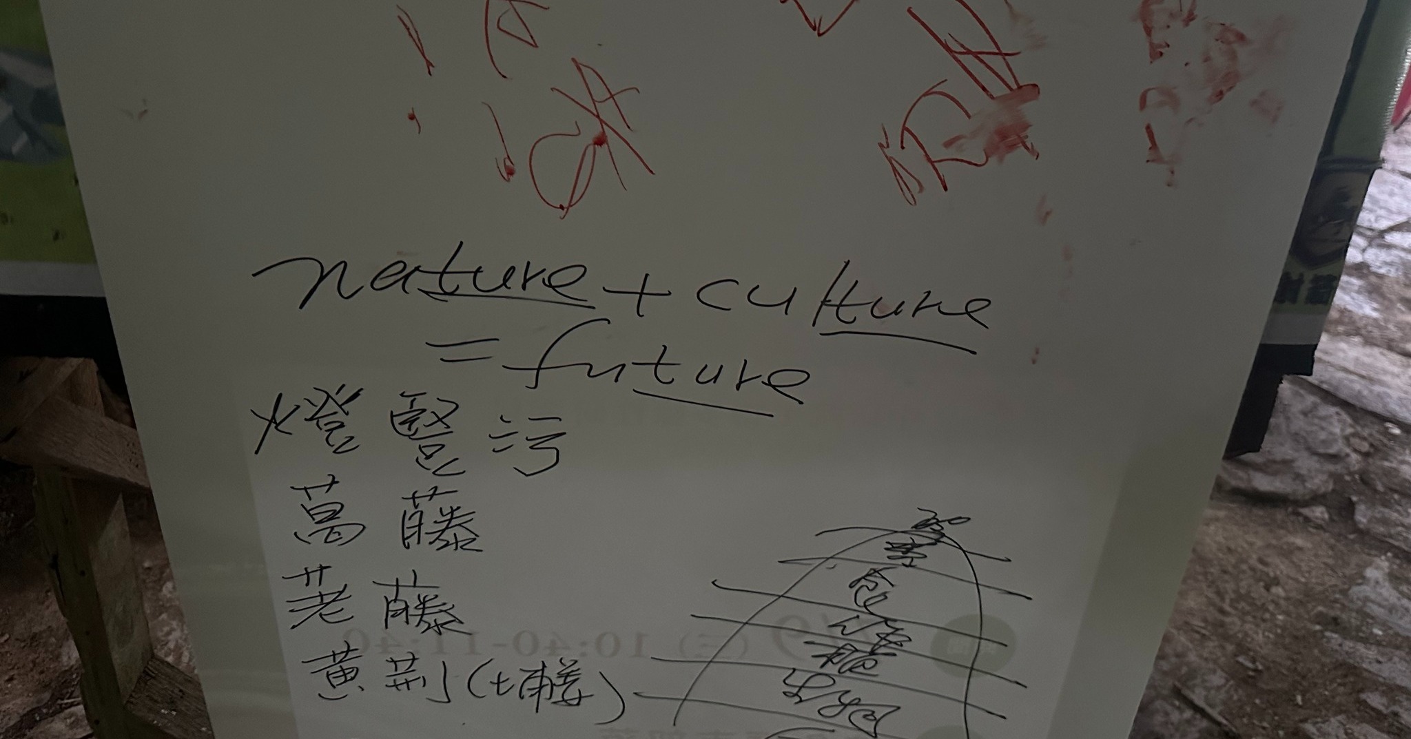 課程的最後,鄭校長在黑板上寫下:Nature + Culture = Future。文化不是高高在上的遠山,從一棵植物開始,慢慢去認識它的名字、它的故事,食物也能成為我們把文化帶回生活的方式。